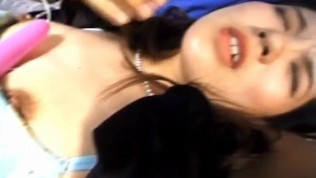 Japanese AV Model gets sex toys on and in slit and dicks in mouth
