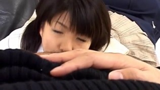 Rin doll in school uniform sucks phallus and licks crown jewels