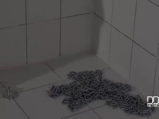 Gorgeous Dominatrix chokes her slave girl on Massive cock