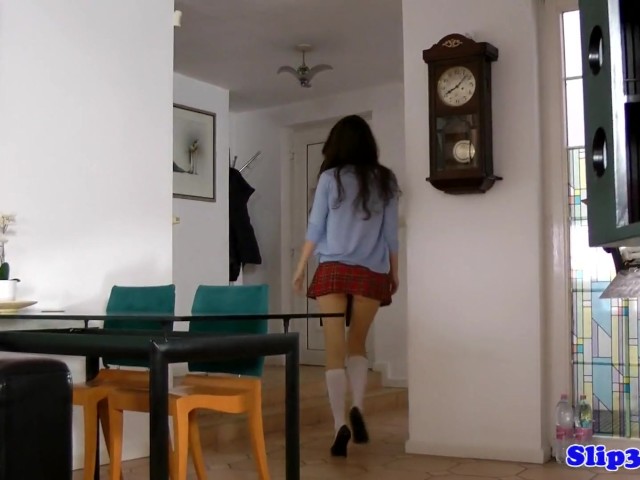 Glamour Teen In Short Skirt Rides Old Man
