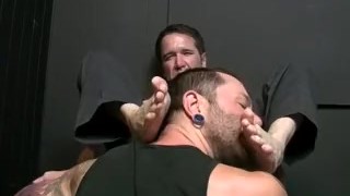 Perverted gay dude Kent goes down on Jack Francos feet