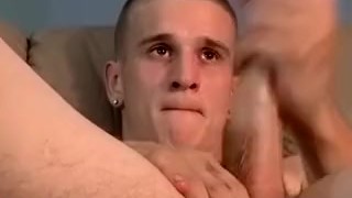 Cute straight young guy jerking off his big fat cock