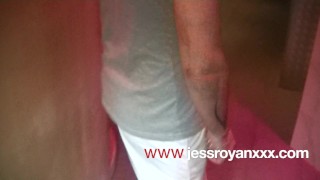 Daddy suck xxl cock of jess royan in glory holes an,d breed his hole